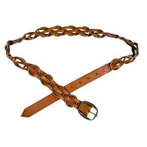 Express Womens Genuine Leather Brown Belt Size Medium Boho Western